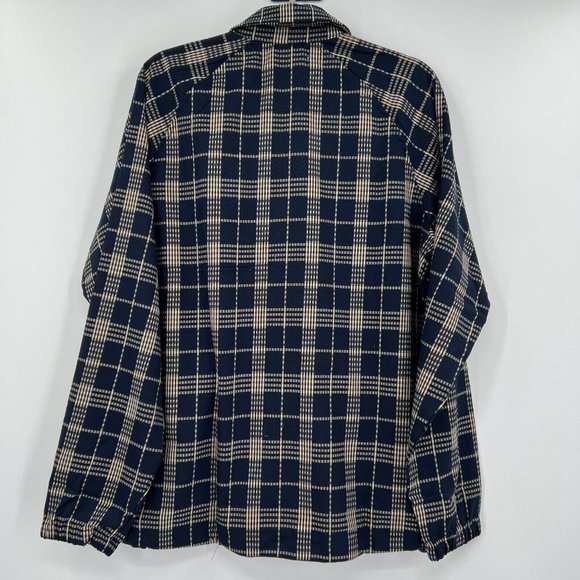 Native North Men's Gofer Shirt Jacket Full Zip Plaid Pockets Navy Blue/Yellow M - Picture 6 of 6